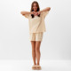 Пижама женская (футболка, шорты) KAFTAN Plushy, размер 52-54, молочная