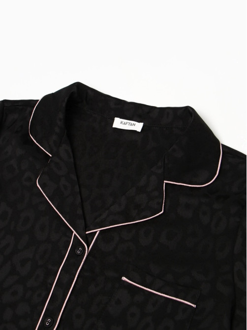 Пижама женская (рубашка, шорты) KAFTAN Leo black collection, размер 44-46