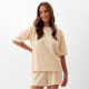 Пижама женская (футболка, шорты) KAFTAN Plushy, размер 52-54, молочная