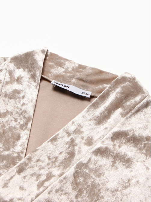 Костюм домашний женский (жакет, брюки) KAFTAN Velvet, размер 52-54, бежевый
