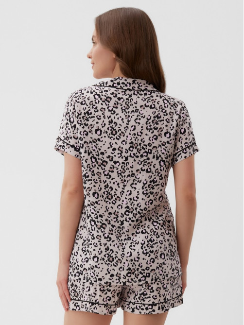 Пижама женская (рубашка, шорты) KAFTAN Leo, размер 52-54, розовая