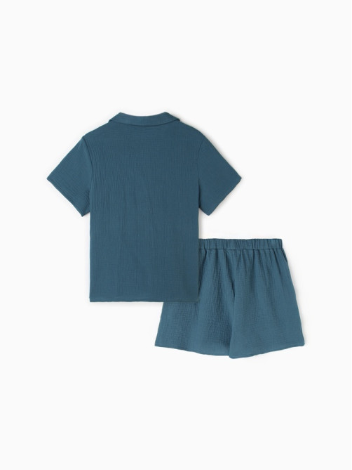 Пижама женская (рубашка, шорты) KAFTAN Basic, размер 48-50, синяя