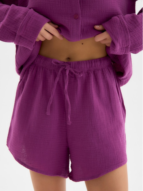 Пижама женская (рубашка, шорты) KAFTAN Basic, размер 40-42, сиреневая