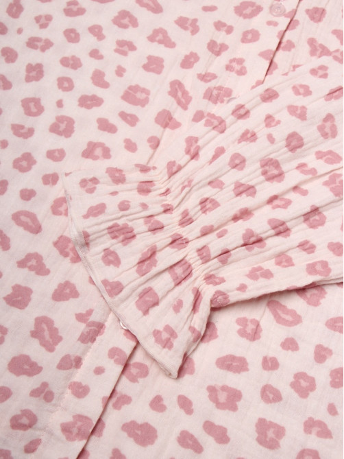 Пижама женская (рубашка, шорты) KAFTAN «Муслин: pink leopard», размер 40-42