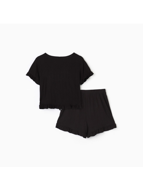 Пижама женская (футболка, шорты) KAFTAN Black, размер 48-50