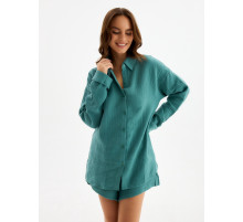 Пижама женская (рубашка, шорты) KAFTAN Basic, размер 44-46, зелёная