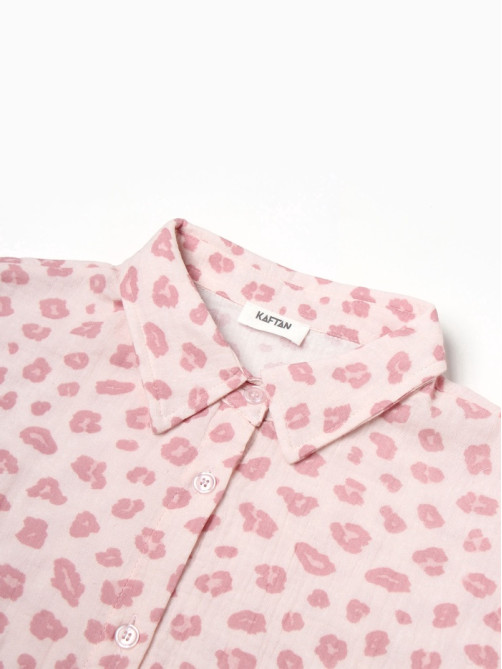Пижама женская (рубашка, шорты) KAFTAN «Муслин: pink leopard», размер 40-42