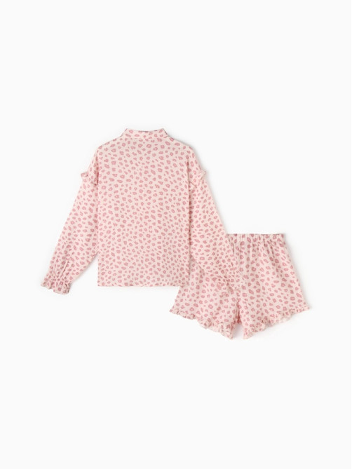 Пижама женская (рубашка, шорты) KAFTAN «Муслин: pink leopard», размер 48-50