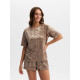 Пижама женская (футболка, шорты) KAFTAN Velvet, размер 48-50, кофейная