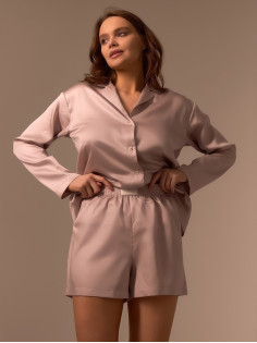 Пижама женская (рубашка, шорты) SL HOME Tensel Home, размер 48 (XL), цвет пудровый