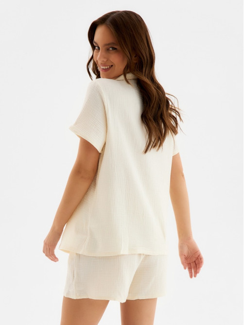 Пижама женская (рубашка, шорты) KAFTAN Basic, размер 40-42, молочная