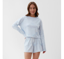 Пижама женская (лонгслив, шорты) KAFTAN, размер 52-54, голубая