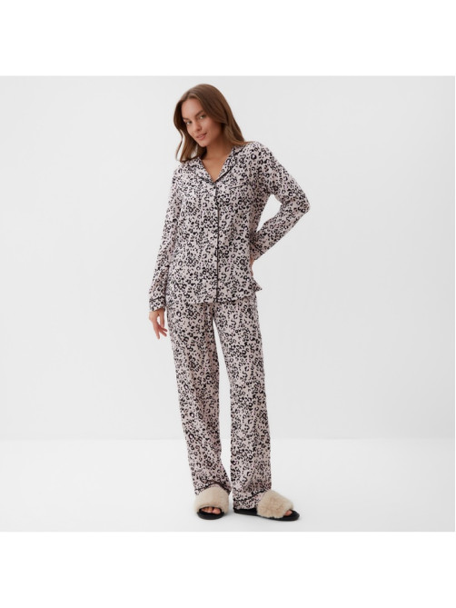 Пижама женская (рубашка, брюки) KAFTAN Leo, размер 52-54, розовая