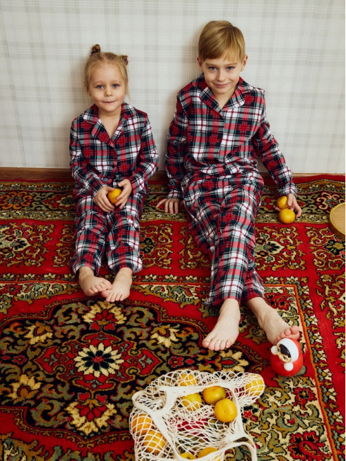 Пижама детская новогодняя (рубашка, брюки) KAFTAN Christmas time, размер 32 (110-116 см), бело-красная