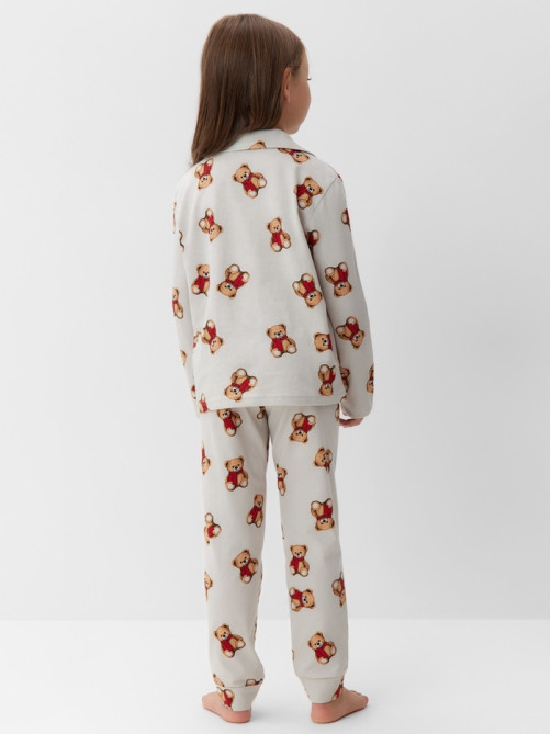 Пижама для девочки (рубашка, брюки) KAFTAN «Мишка в шарфе» размер 30 (98-104 см)