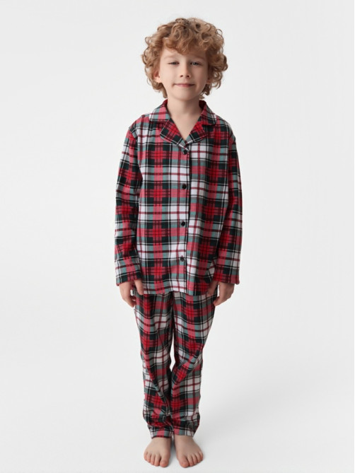 Пижама детская новогодняя (рубашка, брюки) KAFTAN Christmas time, размер 32 (110-116 см), бело-красная