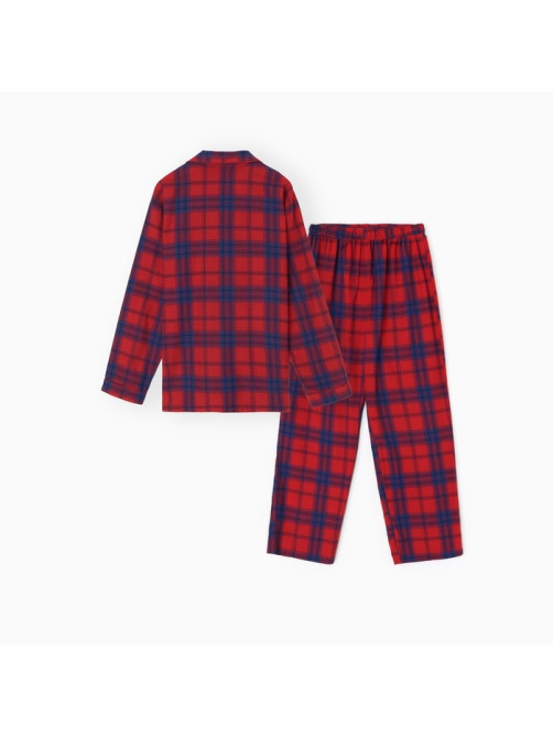 Пижама детская новогодняя из фланели (рубашка и брюки) KAFTAN, размер 32 (110-116 см), красная