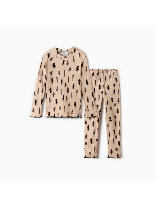 Пижама детская (лонгслив и легинсы), KAFTAN «Ёлки», размер 30 (98-104 см), бежевая