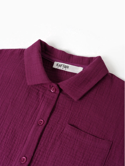 Пижама для девочки (рубашка, брюки) KAFTAN «Муслин», фиолетовая, размер 36 (134-140 см)