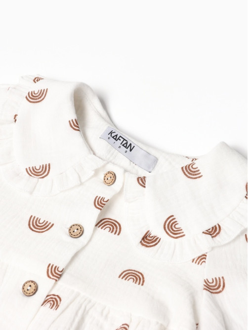 Пижама для девочки (рубашка, брюки) KAFTAN «Радуга», белая, размер 30 (98-104 см)