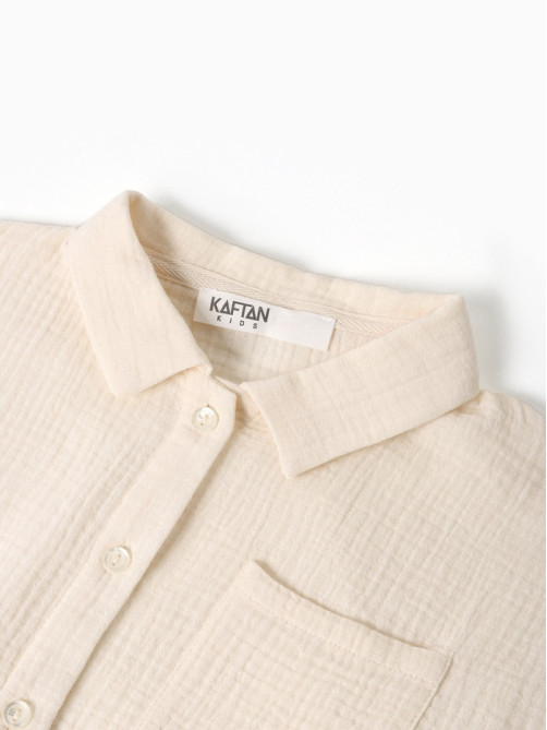Пижама для девочки (рубашка, брюки) KAFTAN «Муслин», цвет молочный, размер 30 (98-104 см)