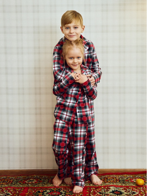 Пижама детская новогодняя (рубашка, брюки) KAFTAN Christmas time, размер 32 (110-116 см), бело-красная