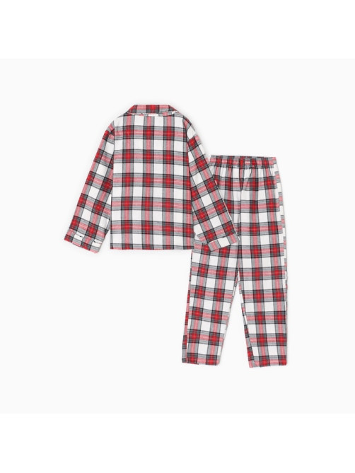 Пижама для девочки новогодняя из фланели (рубашка и брюки) KAFTAN, размер 32 (110-116 см), красно-белая