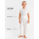 Пижама для девочки (футболка, брюки) KAFTAN «Вишенки», белая, размер 32 (110-116 см)