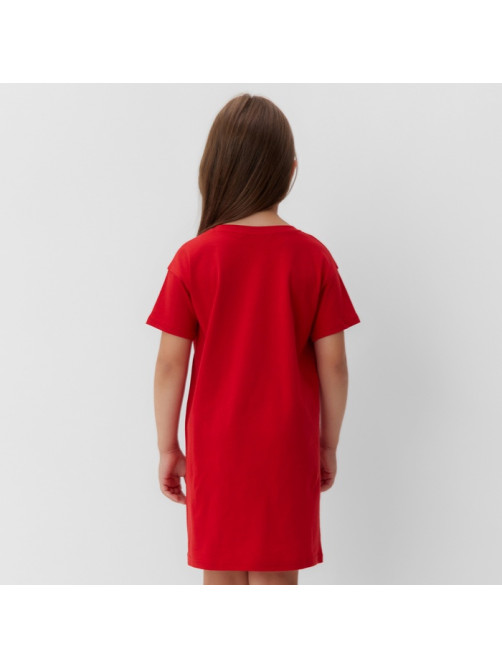 Сорочка для девочки новогодняя KAFTAN «Мишка в шарфе», размер 28 (86-92 см), красная