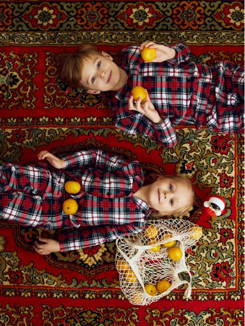 Пижама детская новогодняя (рубашка, брюки) KAFTAN Christmas time, размер 32 (110-116 см), бело-красная