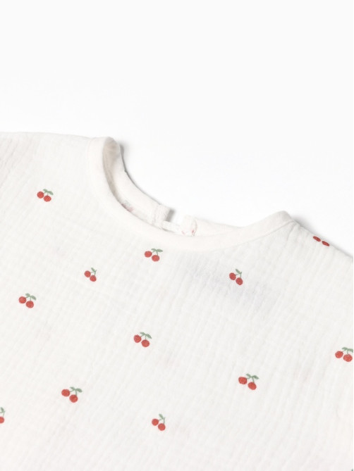 Пижама для девочки (футболка, брюки) KAFTAN «Вишенки», белая, размер 30 (98-104 см)