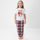 Пижама для девочки новогодняя (футболка, брюки) KAFTAN Christmas time, размер 32 (110-116 см), бело-красная
