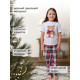 Пижама для девочки новогодняя (футболка и брюки) KAFTAN Christmas time размер 36 (134-140 см), бело-красная