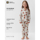 Пижама для девочки (рубашка, брюки) KAFTAN «Мишка в шарфе» размер 34 (122-128 см)