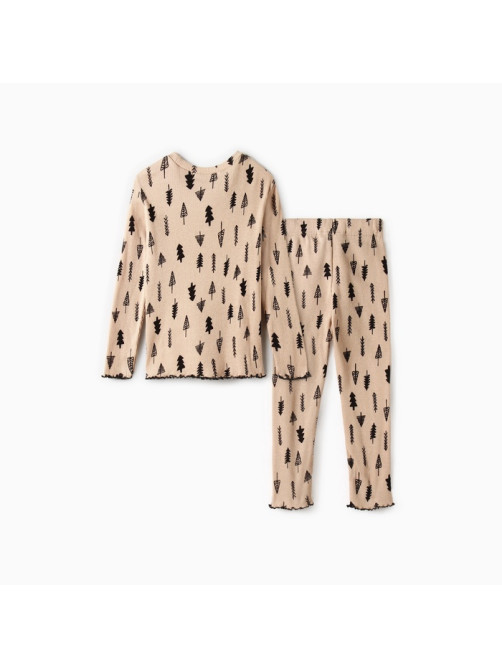 Пижама детская (лонгслив и легинсы), KAFTAN «Ёлки», размер 30 (98-104 см), бежевая