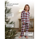 Пижама для девочки новогодняя из фланели (рубашка и брюки) KAFTAN, размер 32 (110-116 см), красно-белая
