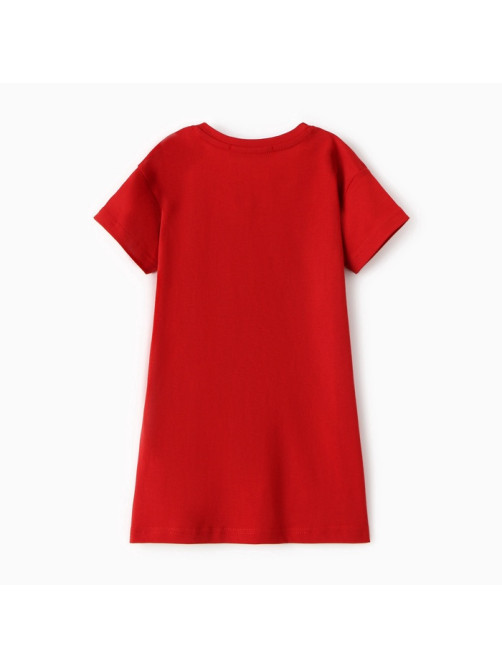 Сорочка для девочки новогодняя KAFTAN «Мишка в шарфе», размер 28 (86-92 см), красная