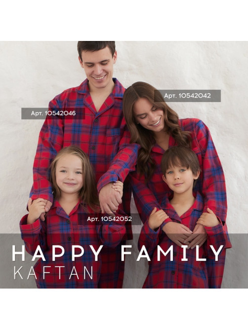 Пижама детская новогодняя из фланели (рубашка и брюки) KAFTAN, размер 32 (110-116 см), красная