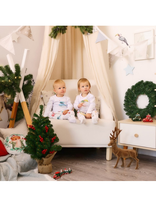 Пижама детская (лонгслив, брюки) MINAKU Winter, рост 62-68 см, белая