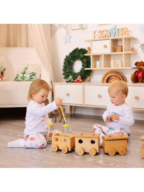 Пижама детская (брюки, лонгслив) MINAKU New Year's cars, рост 74-80 см, белая