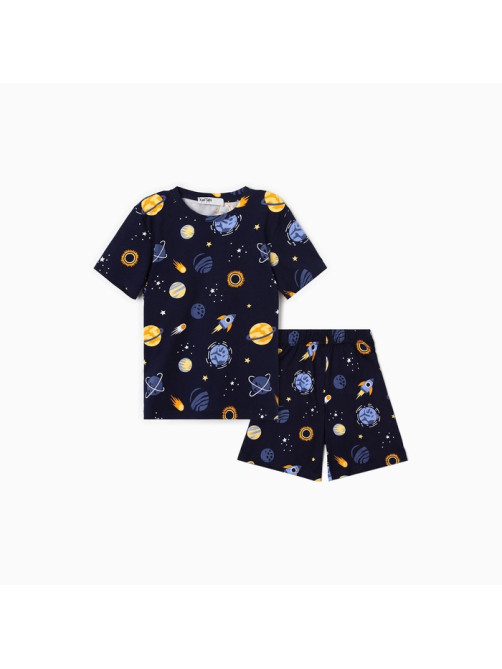 Пижама для мальчика (футболка и шорты) KAFTAN: Space, тёмно-синяя, размер 28 (86-92 см)