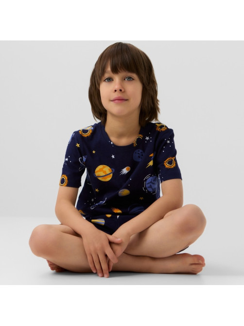Пижама для мальчика (футболка и шорты) KAFTAN: Space, тёмно-синяя, размер 28 (86-92 см)