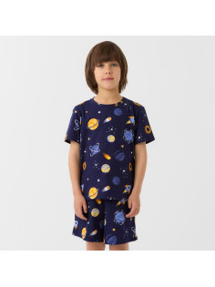 Пижама для мальчика (футболка и шорты) KAFTAN: Space, тёмно-синяя, размер 28 (86-92 см)