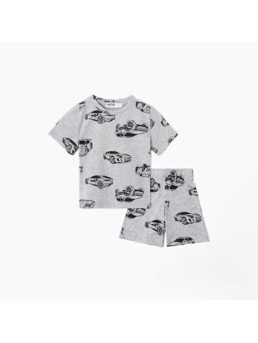 Пижама детская (футболка и шорты) KAFTAN Cars, серая, размер 28 (86-92 см)