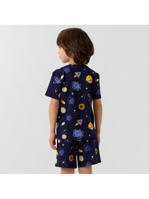Пижама для мальчика (футболка и шорты) KAFTAN: Space, тёмно-синяя, размер 28 (86-92 см)