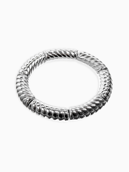 Браслет на резинке «Стиль. Резной», пластик, d=7 см, цвет серебро