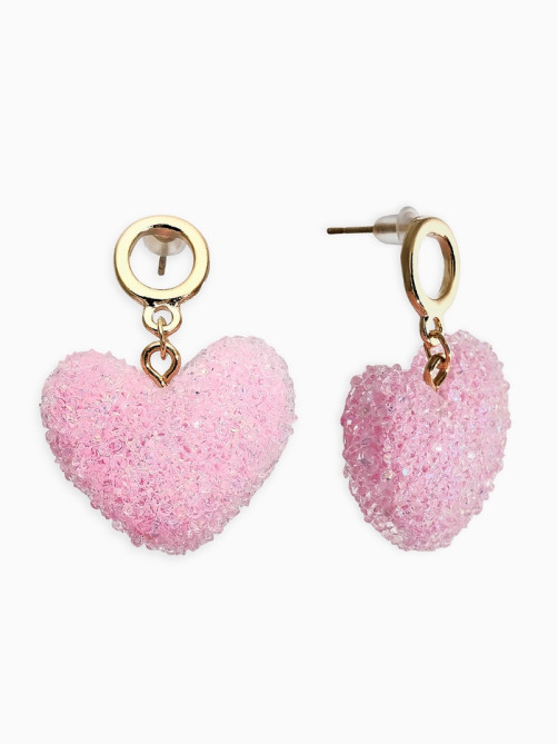 Серьги «Сердце сахарное», розовые в золоте
