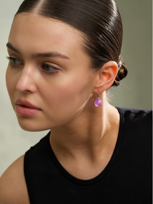 Серьги с поталью «Шарик», МИКС в серебре