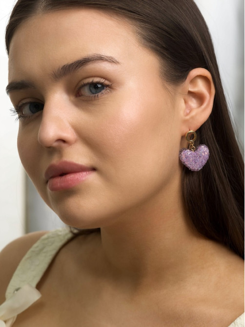 Серьги «Сердце сахарное», фиолетовые в золоте