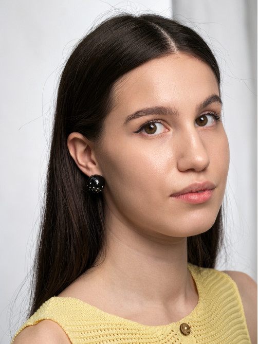 Серьги «Бусина. Шар в точку», d=2 см, чёрные, белые